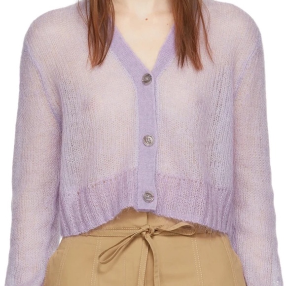 ACNE STUDIOS Purple Cropped Cardigan Sz M - Picture 9 of 16